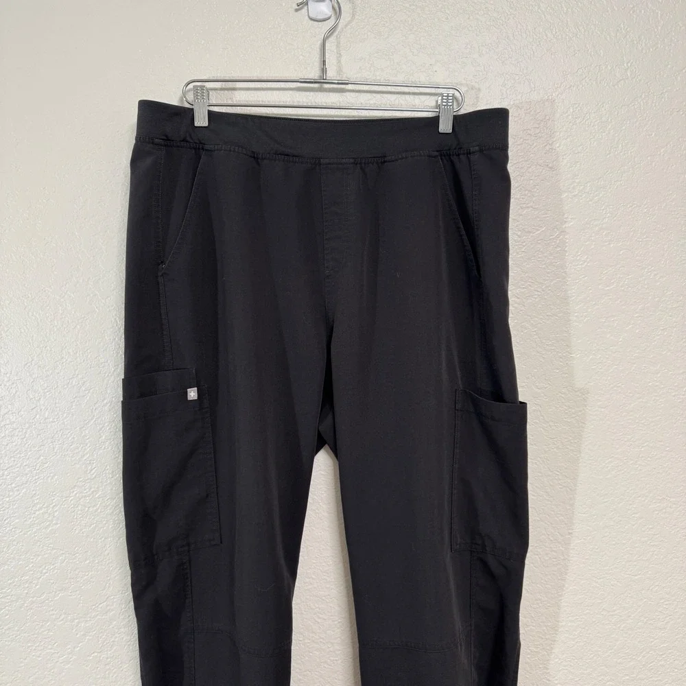 FIGS Axim Straight Leg Men XXL Tall Black Cargo Scrub Pants Medical